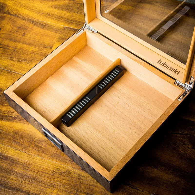 LUBINSKI-Cedar Wood Cigar Humidor Box Cigar Case Storage 25 Cigars Box Humidifier for Cigars CH-040 Travel