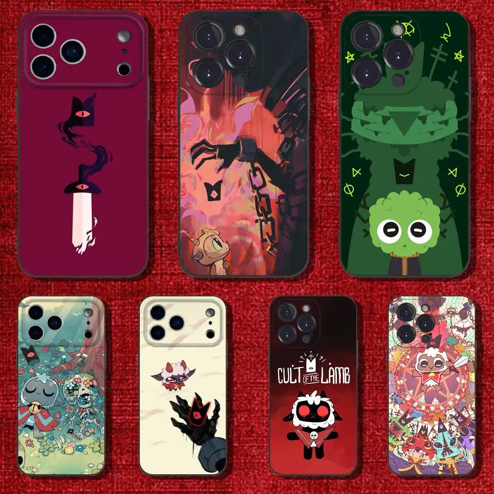 

C-Cult of the Lamb Phone Case For iPhone 6,17,16,15,14,13,12,11 Plus,Pro Max,XS,X,XR,SE,Mini,8,7,Soft Silicone Black Cover