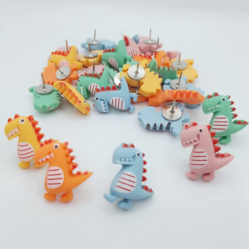 20Pcs Decorative Dinosaur Push Pins for Cork Board Cute Office Supplies Desk Decor Bulletin Board Accessories Resin Metal Thumb