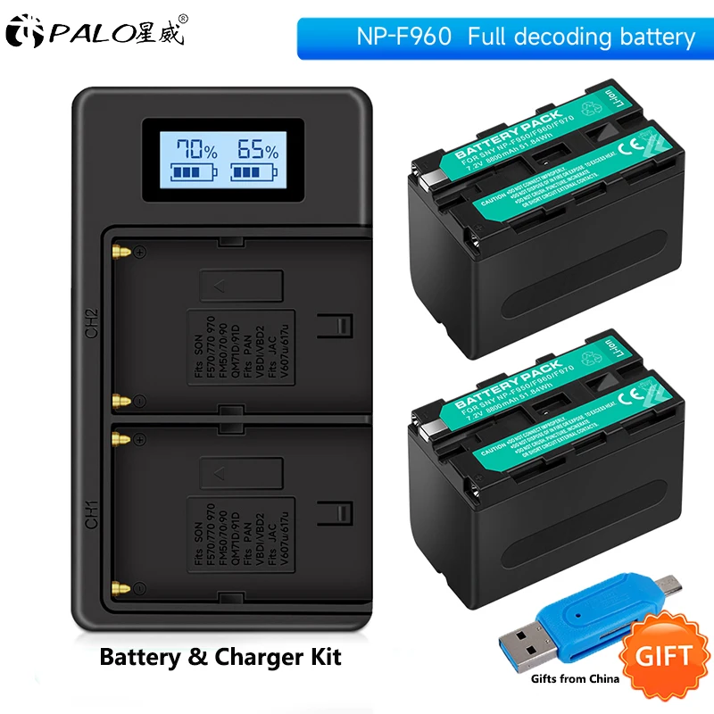 

NP-F970 NP F960 F970 NP-F960 Battery+LCD Dual Charger for Sony PLM-100 CCD-TRV35 MVC-FD91 L10 2500C 1500C Z150 HXR-NX5C NX5R NX3