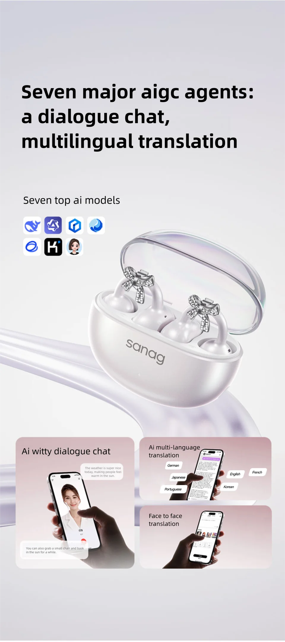 Sanag S6S Nova Ohrclip-on-Kopfhörer, modische Ohrringe für Frauen, kabellose Bluetooth-Kopfhörer, Jahrestag, Valentinstag, Geschenke – Detail 15