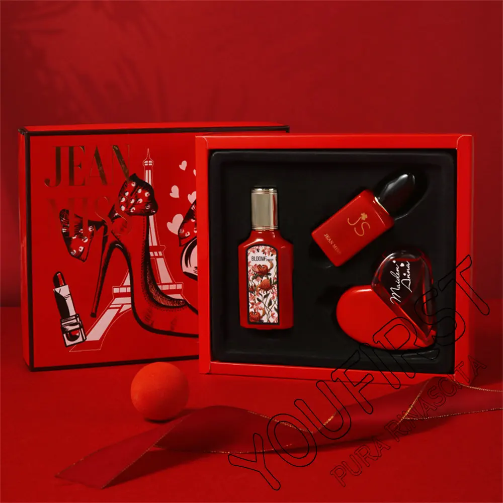 Coffret cadeau de marque pour femme, parfum floral durable, parfum de phéromone, eau de parfum Cologne, eau aromatique, 110ml, ensemble de 3 pièces