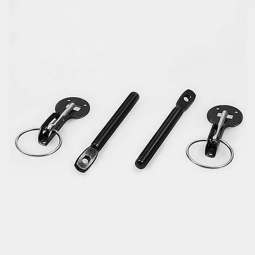 

Aluminum Alloy Engine Hood Lock Universal Pulling Type Bonnet Lock Kit for Car Hood Replacement Easy Installation Black