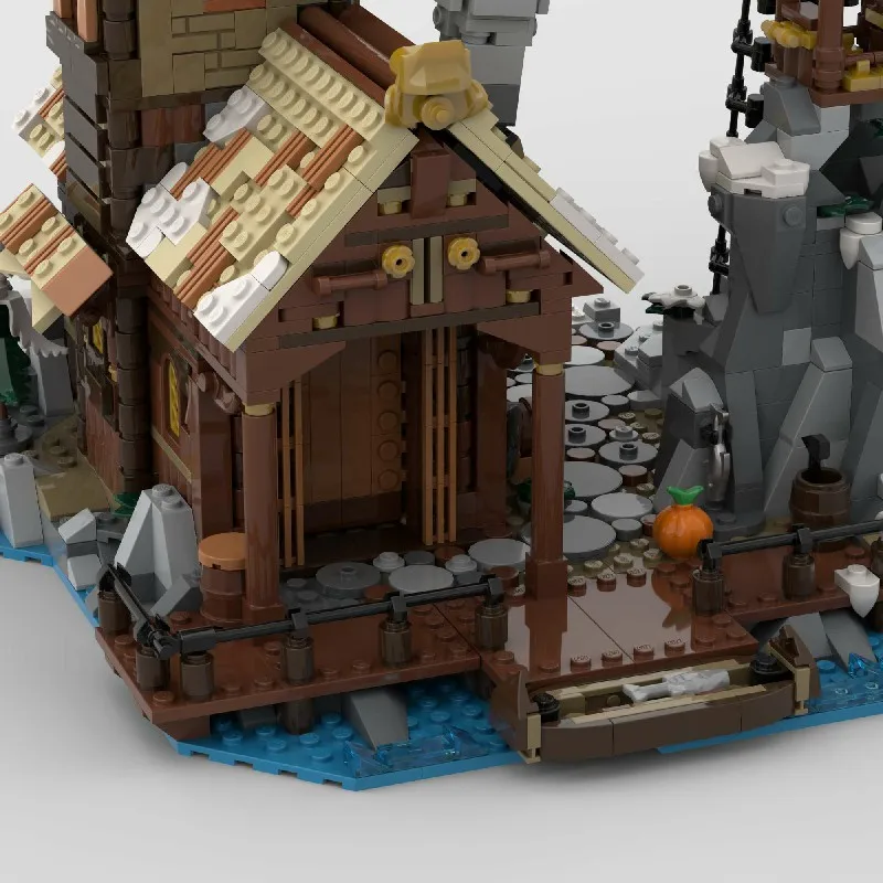 1837PCS MOC 중세 거리 풍경 주택 블록 세트 레트로 마을 모델 데스크탑 장식 DIY 장난감 어린이 및 성인용 선물