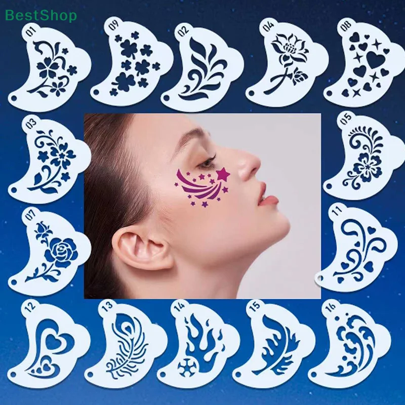 ♥ طلاء الوجه استنسل الوشم المجوف DIY مرسومة باليد رذاذ اللوحة الحاجب قالب الوشم أدوات ماكياج حفلة الرقص #4