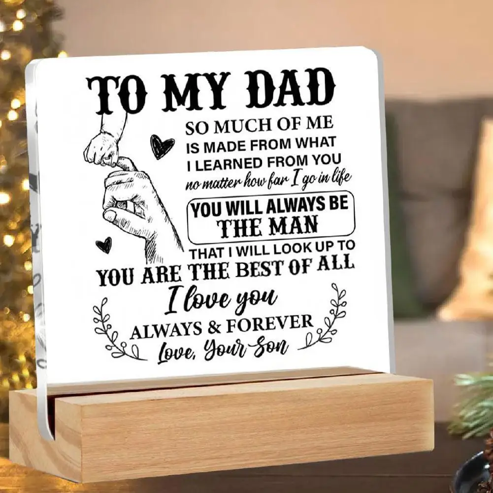 Square Transparent Presents From Daughter Son For My Best Dad Heart-shaped Gift Home Display Decorative Ornaments