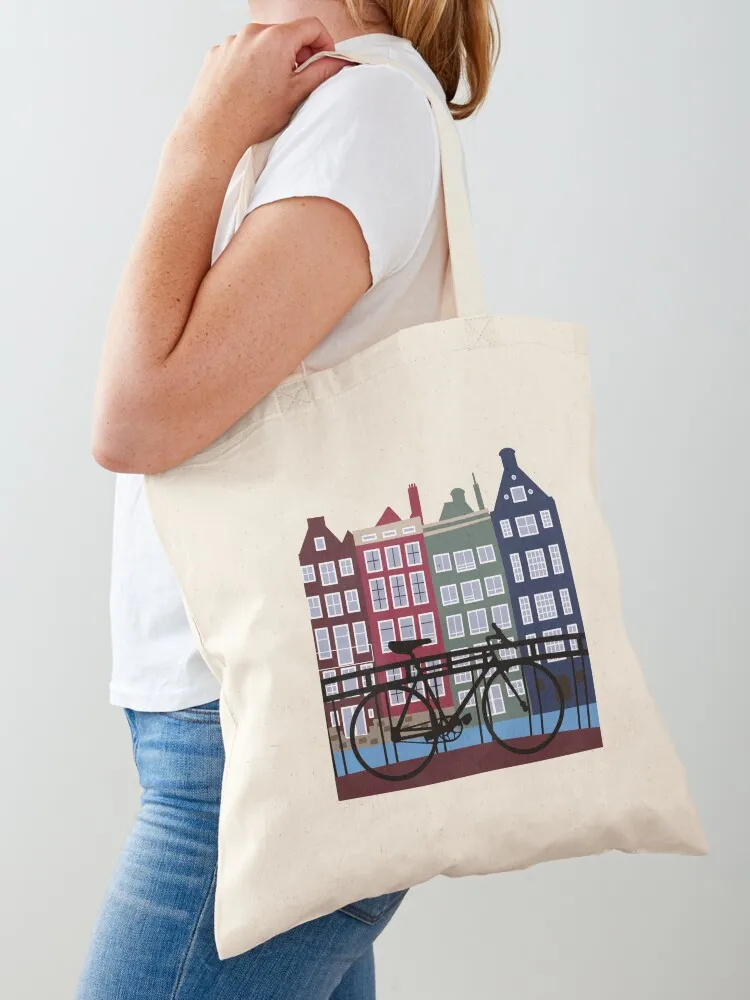 Amsterdam Houses Tote Bag custom canvas bag tote bags aesthetic Cloth bag