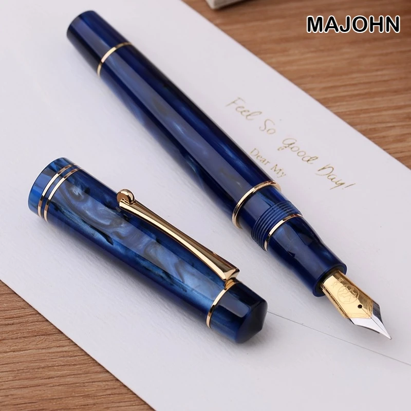 MAJOHN M800 Fountain Pen German BOCK Dual Color Gold Plated Tip for Calligraphy Practice Writing School Supplies Stationery