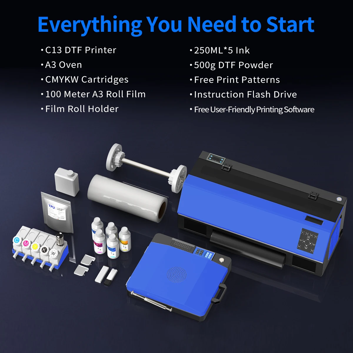 A3 DTF طابعة Impresora لإبسون XP600 DTF طابعة نقل لفة طابعة الفيلم ل ShirtsTextile آلة طابعة A3 DTF