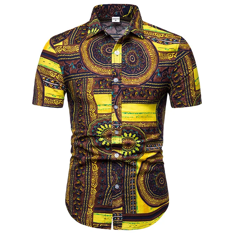 Hawaiian Shirts 3d Retro African Ethnic Men Women Clothing Summer Beach Short Sleeve Blouse Fashion Men\'s Vocation Lapel Camisa