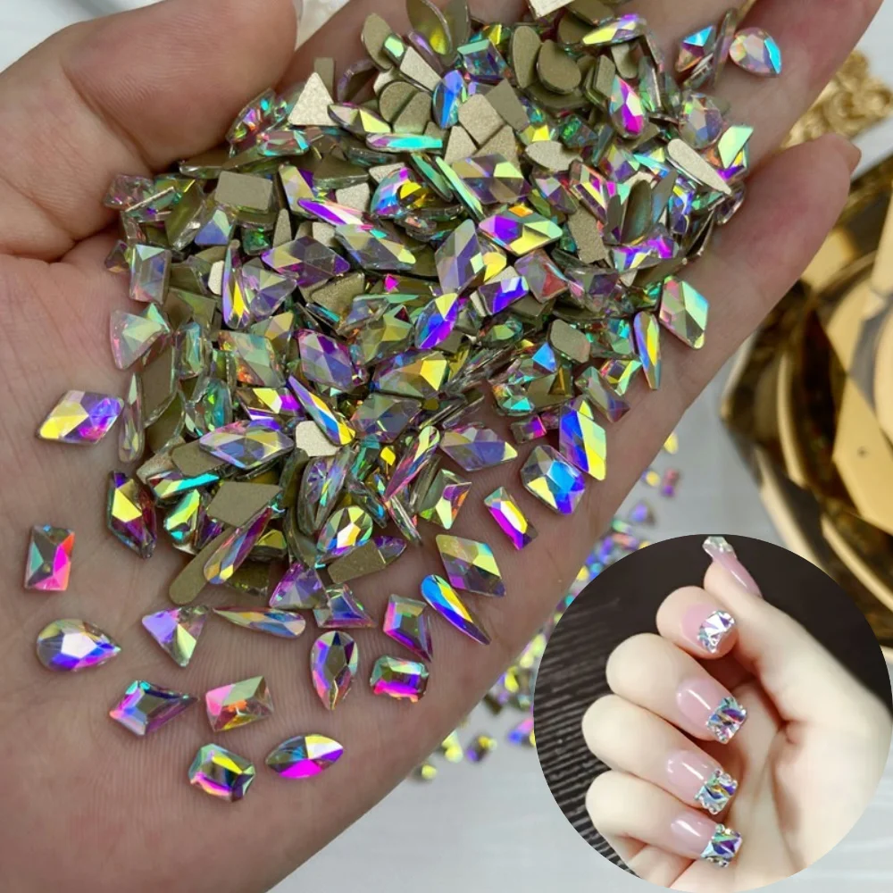 170Pcs 3D Mix Odd Shaped Flatback Crystal AB Nail Art Gems Luxury Glitter Rhinestones Jewelry For DIY Nail Art Charms Decoration