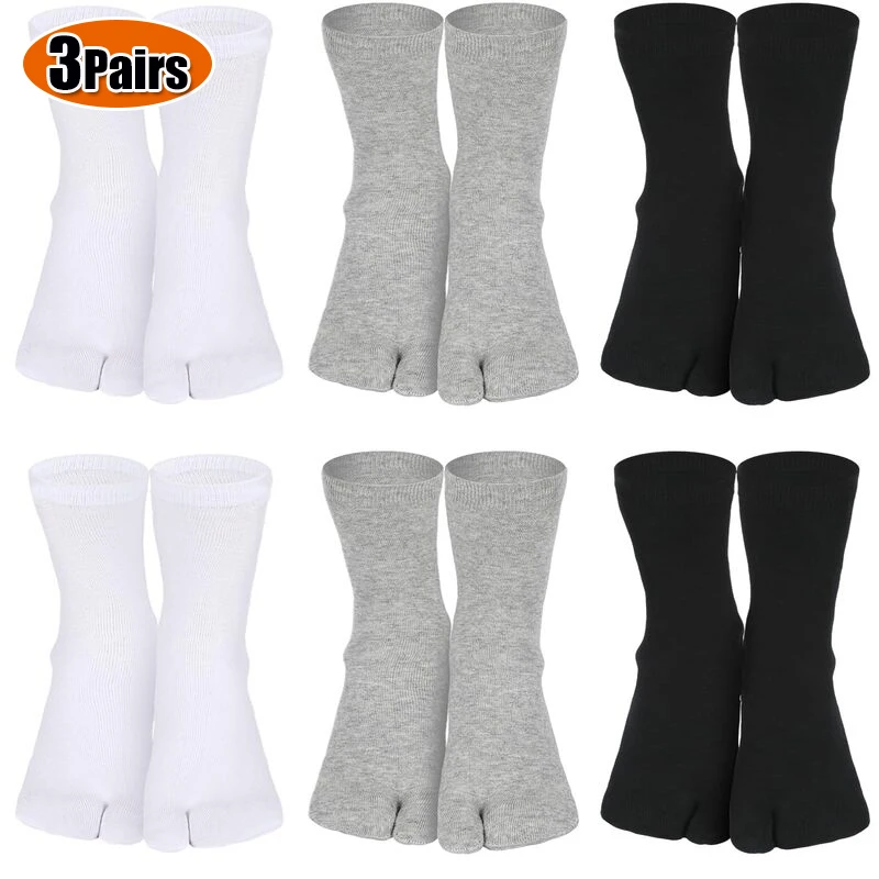 3 Pairs Tabi Socks Men Women Cotton Flip Flop Socks Japanese Style Two-Finger Socks Fashion Solid Kimono Sandal Split Toe Socks