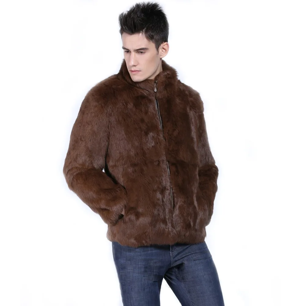 Nouvelle veste européenne et américaine en fausse fourrure de vison pour homme, manteau chaud en fausse fourrure de lapin