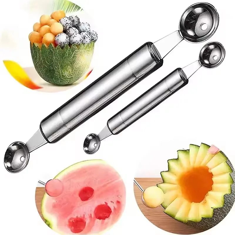 

1PCS Dual-head Stainless Steel Carving Knife Fruit Watermelon Ice Cream Baller Scoop Stacks Spoon Home Kitchen Accessories
