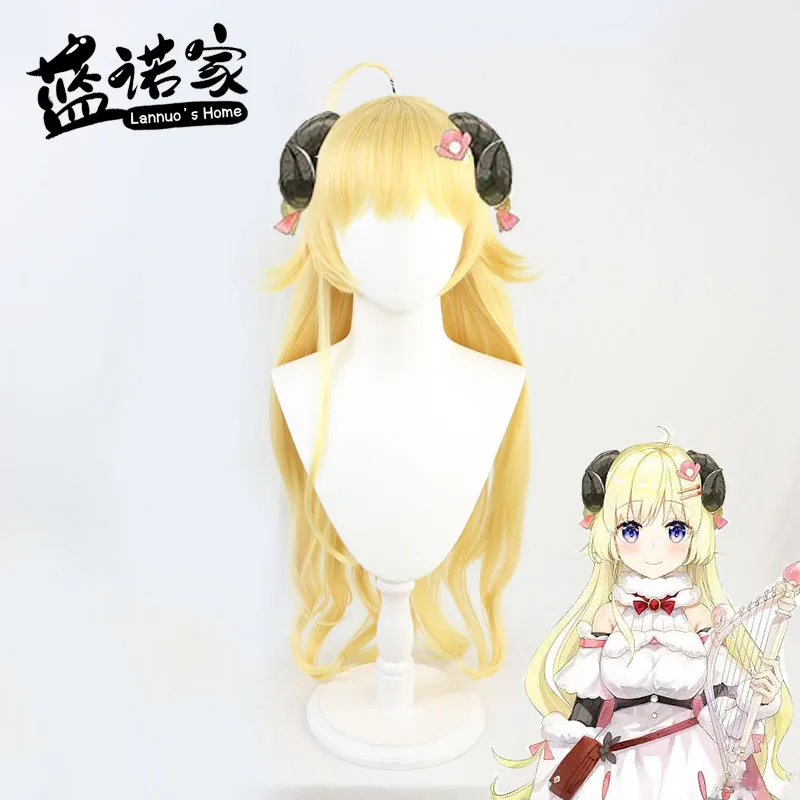 Virtual YouTube Vtuber Kakumaki Wataame Cosplay Wig Halloween Carnival Party Props Synthetic Hair Heat Resistant Fiber + Wig Cap