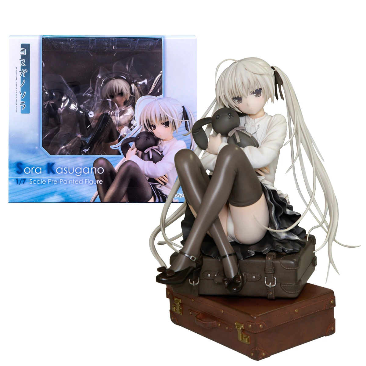 11CM Kasugano Sora Anime In solitude Figure 2Styles Sexy Pleated Skirt Holding Rabbit Seated Model Toys Children PVC Gift Doll