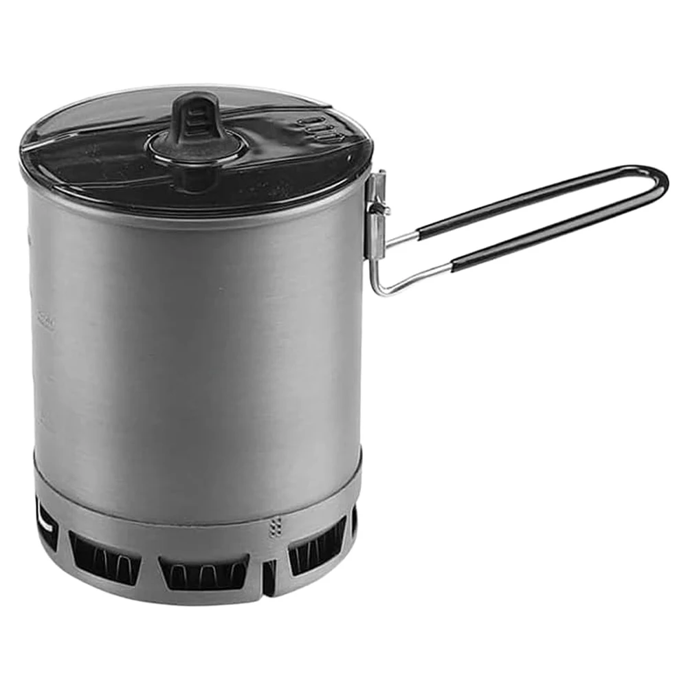 مجموعة أواني طهي للتخييم مقاومة للرياح مع حامل من الفولاذ المقاوم للصدأ وعاء متكامل للمشي لمسافات طويلة في الهواء الطلق وحقيبة الظهر والتخييم والسفر