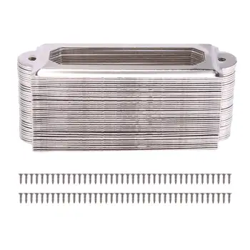 40 סט תיק ספריית משרד סט מגרות כרטיס תג מחזיק מסגרת מתכת (טון כסף)