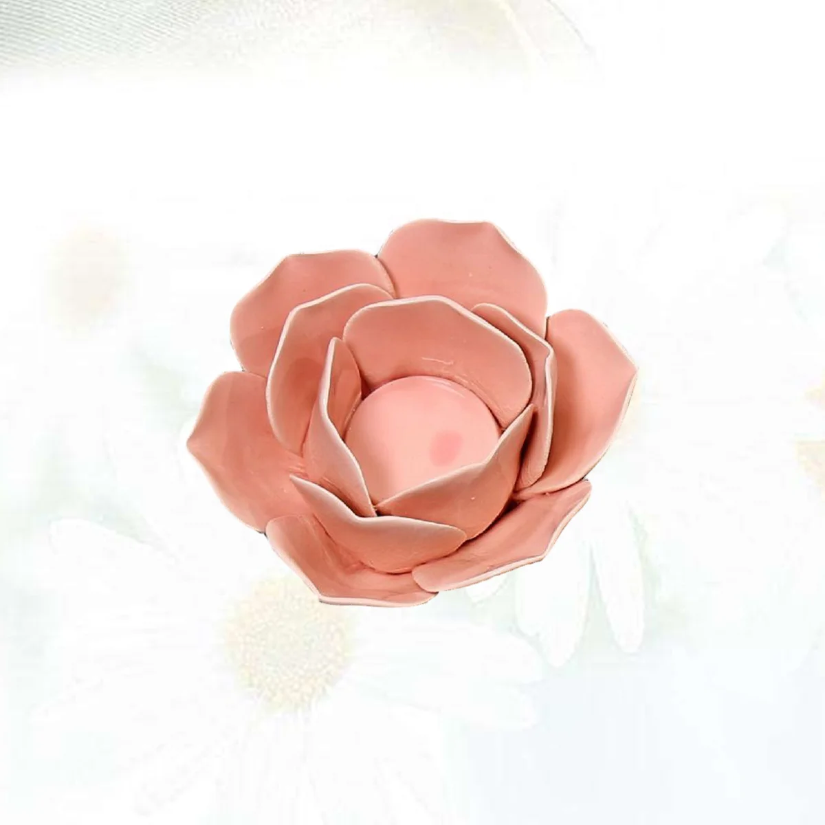 

Ceramic Lotus Tea Light Holder Handmade Glazed Pottery Pink E Home Table Decor Never Fade Festive Accent Lights Holder