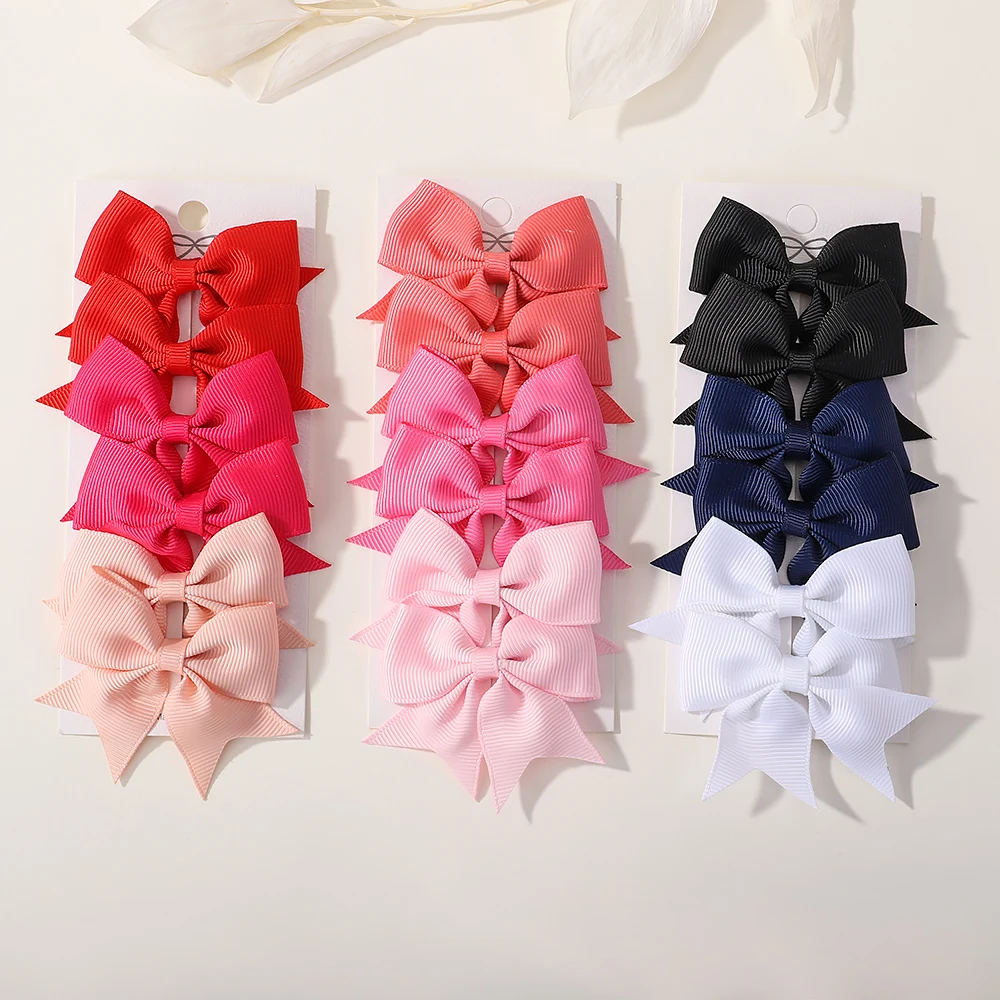 6 PCS/Set Girls Solid Color Hairclips Boutique High Quantily Bowknot Hair Clip Children Handmade Headwear  hairbin for girls