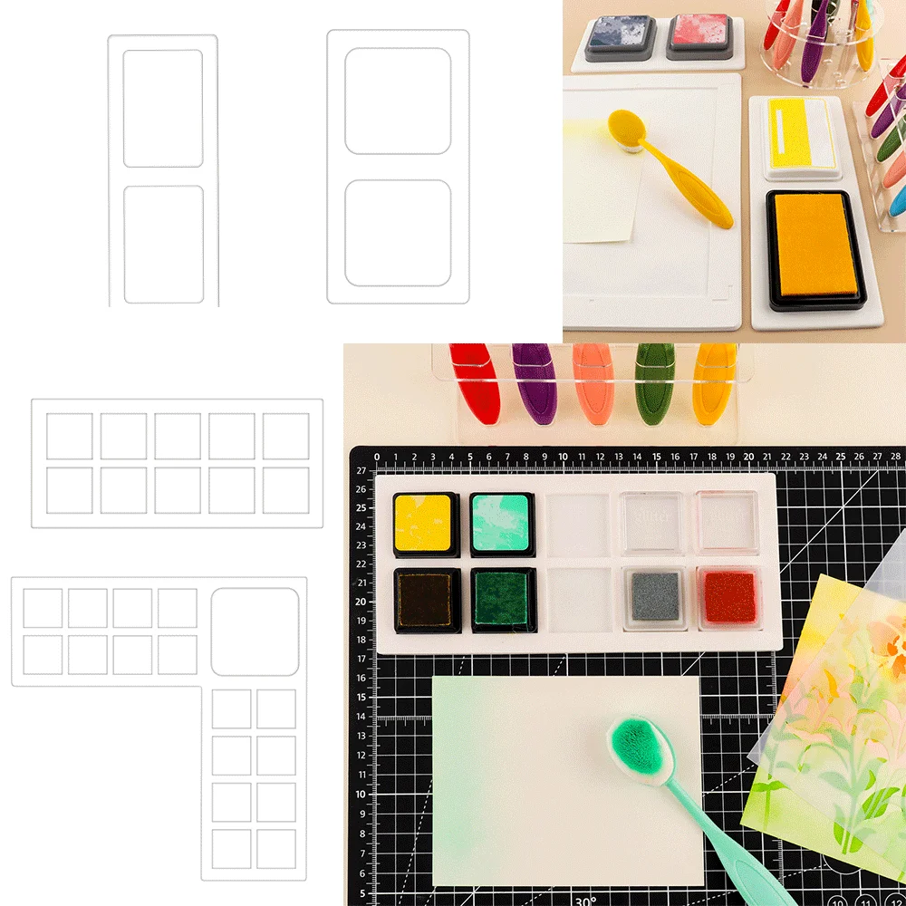 Non-Slip Silicone Corner Ink Pad Holder L-Shape Rectangle / Square / Mini Inkpad Mat To Help Ink Pad Stay Put On Smooth Surfaces