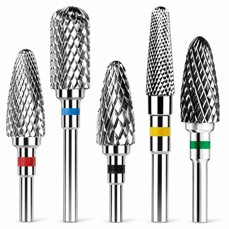 5Pcs Tungsten Carbide Nail Drill Bits Set Metal Burr Mandrel Universal Manicure Pedicure File Bit for Acrylic Gel Nail Removal