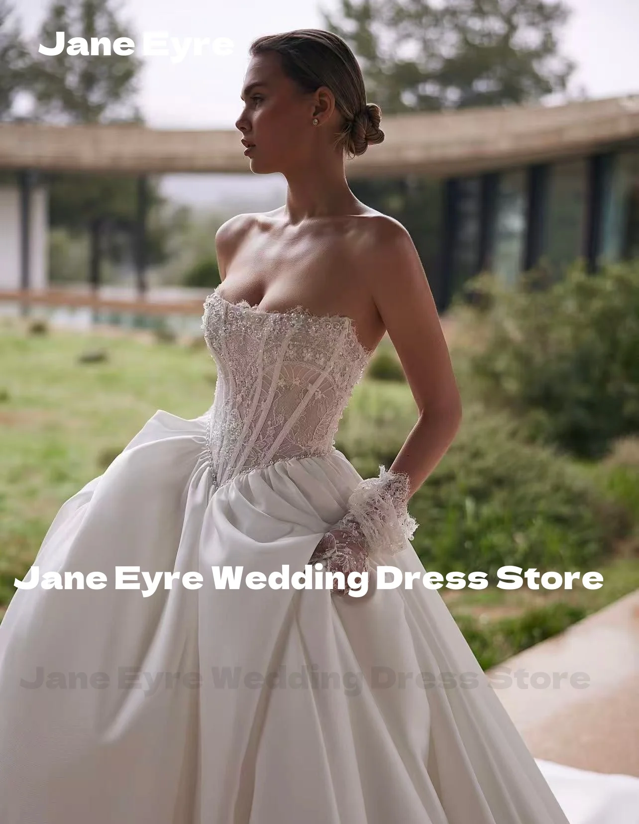 Onelife luxuoso sem alças vestidos de casamento elegante apliques vestidos de noiva graciosos até o chão vestidos de novia