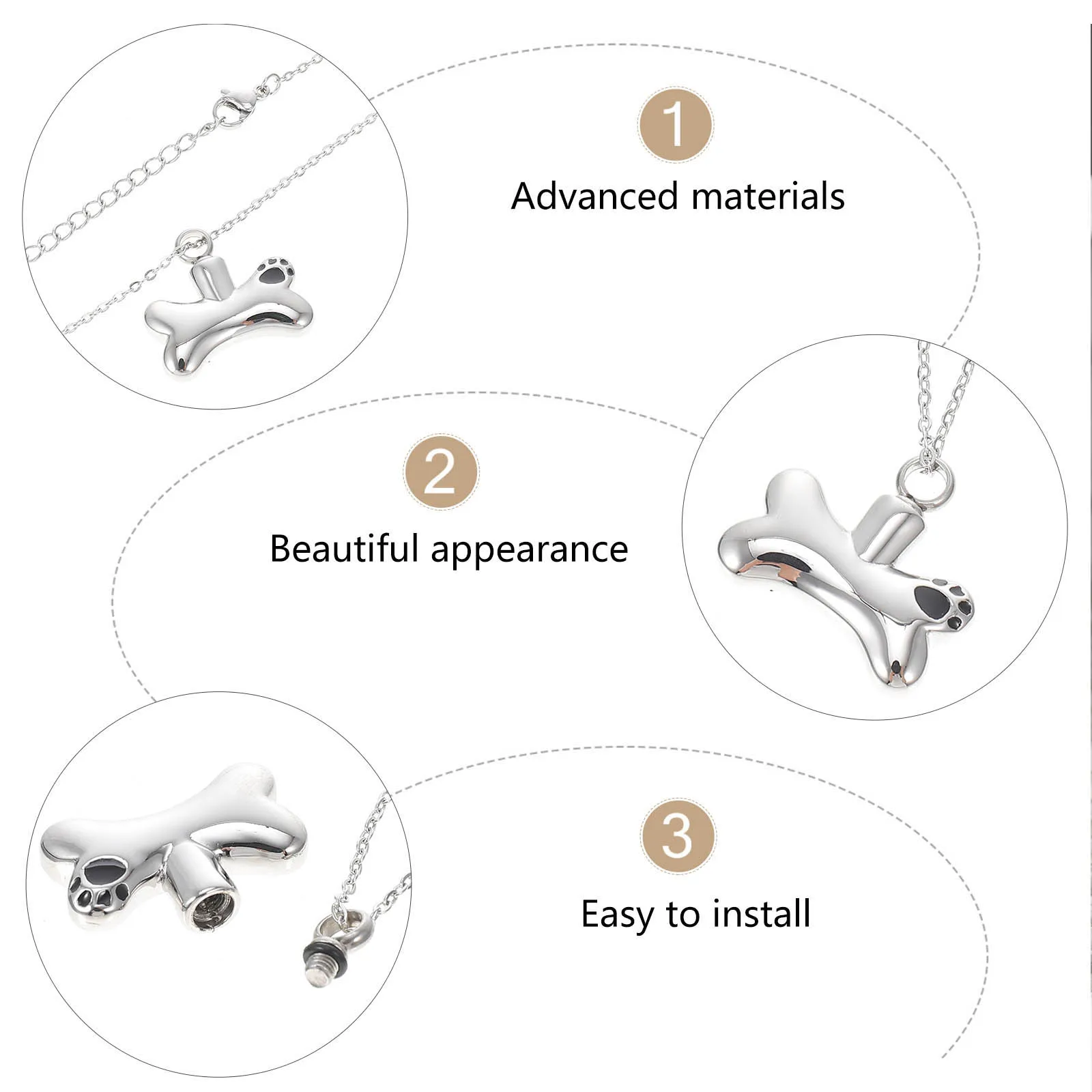 

Pendant Pet Urn Necklace Miss Memorial Ornaments Engraved Titanium Steel Container
