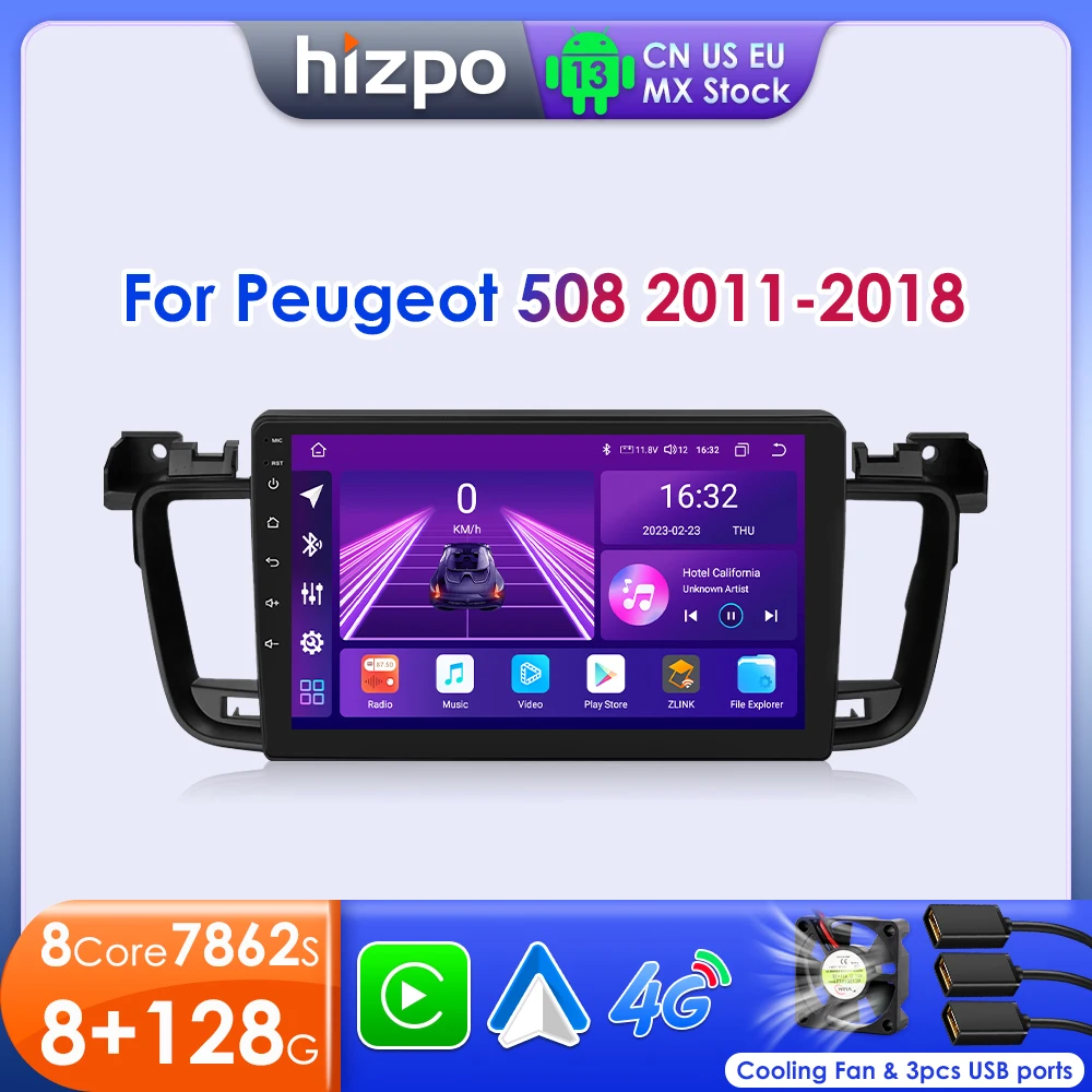 Image of Hizpo Intelligente Systeme Für Peugeot 508 508SW 2011 - 2018 Drahtlose CarPlay Android Auto Auto Radio Keine 2 din 2din DVD AI Stimme