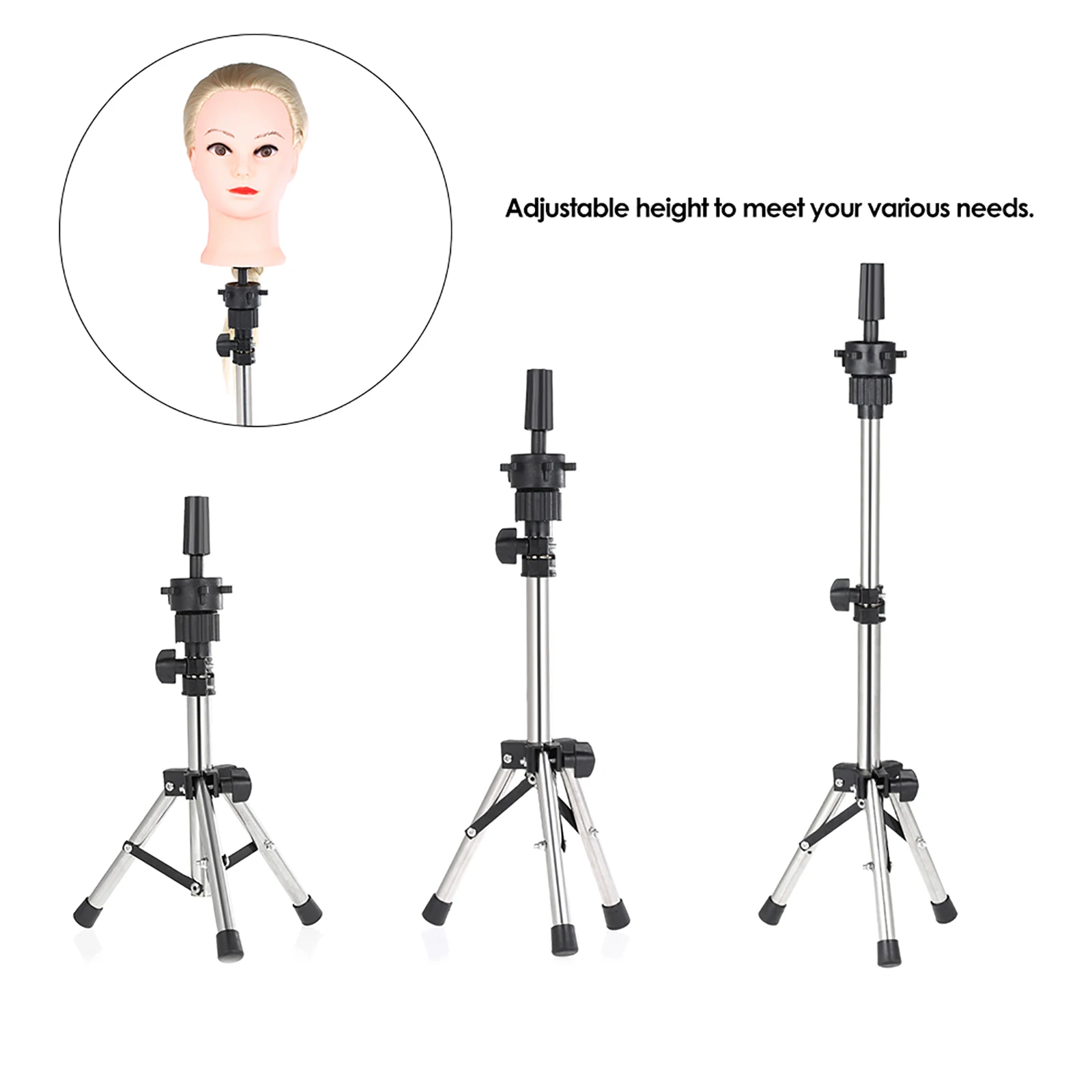 Adjustable Salon Hairdressing Tripod Hairdressing Training Mannequin Head Holder False Head Holder Mold Clamp