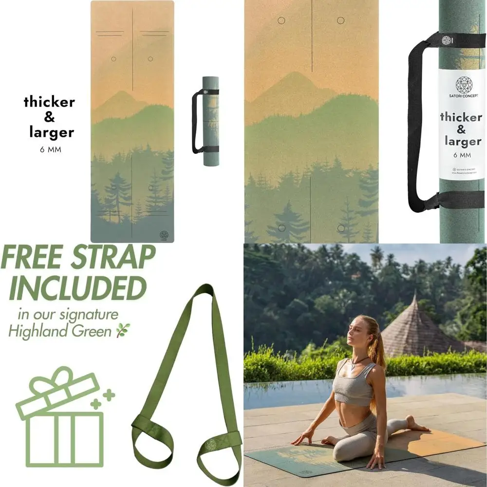 

Natural Rubber Yoga Mat - Extra Large, Thick, Cushioned, Non-Slip Grip, Sweat-Resistant, Eco-Friendly Exercise Mat