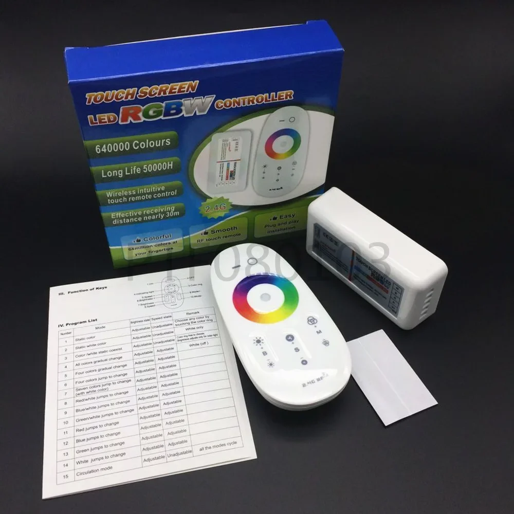 Touch Screen LED RGBW Controller 2.4G Wireless DC12-24V Touch RF Remote Control For RGBW LED Strip