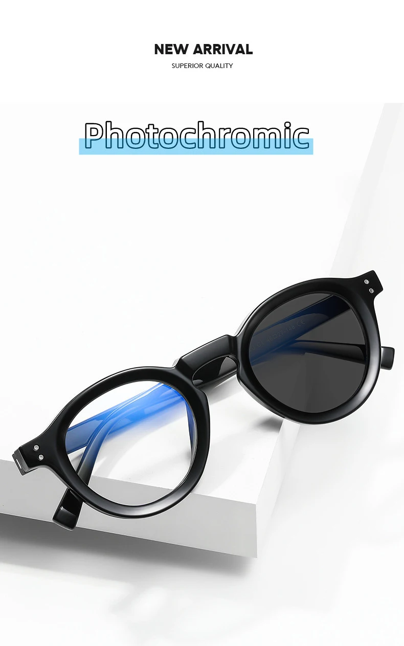 Marke Retro Anti Blau Licht Photochrome Sonnenbrille Lesebrille Frauen Männer Prebyopie Brillen Brille Runde Rahmen 0 bis + 6,0 – Detail 4