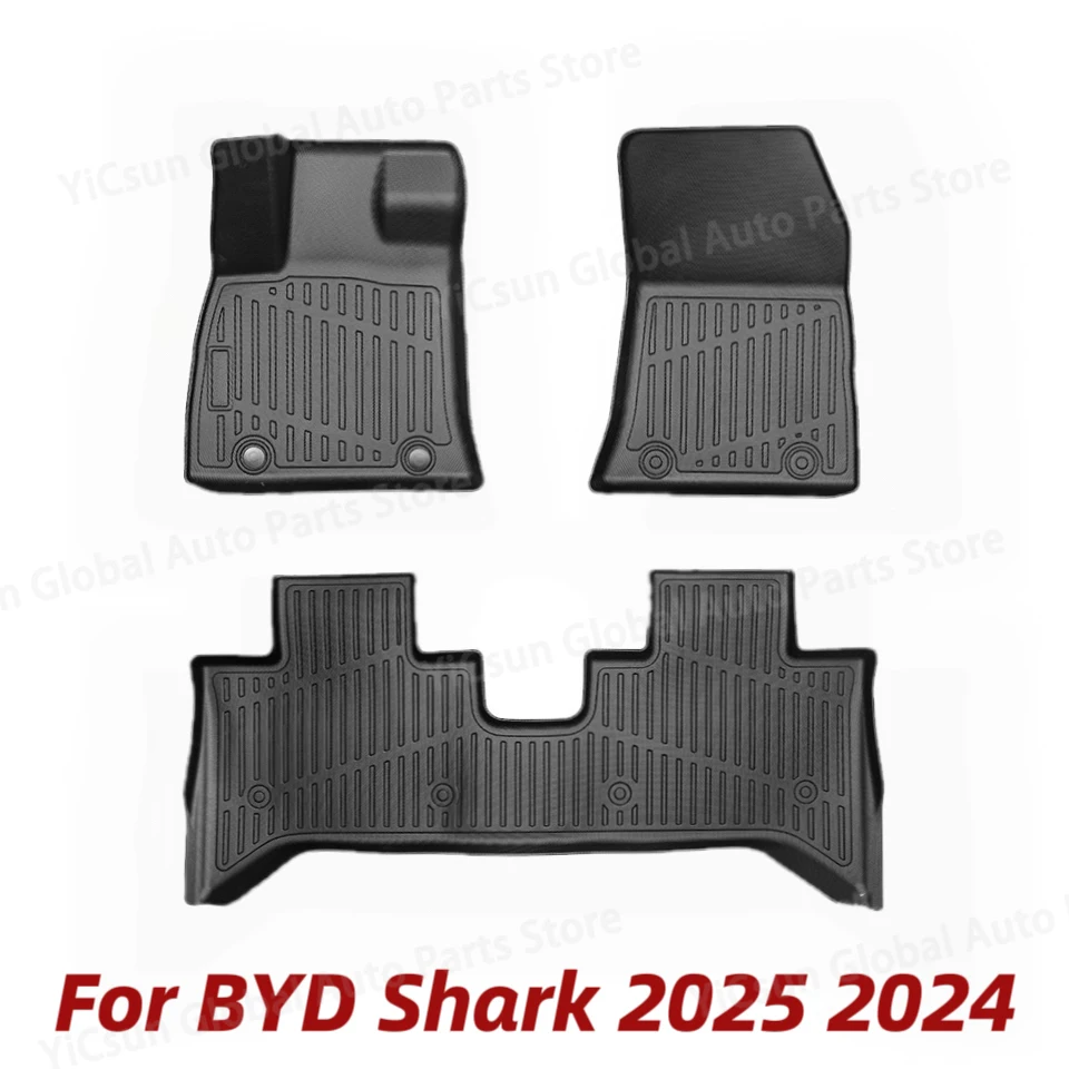 

Для BYD Shark 2025 2024, коврики для багажника, всепогодные водонепроницаемые противоскользящие передние и задние коврики для багажника, подушечки для ног