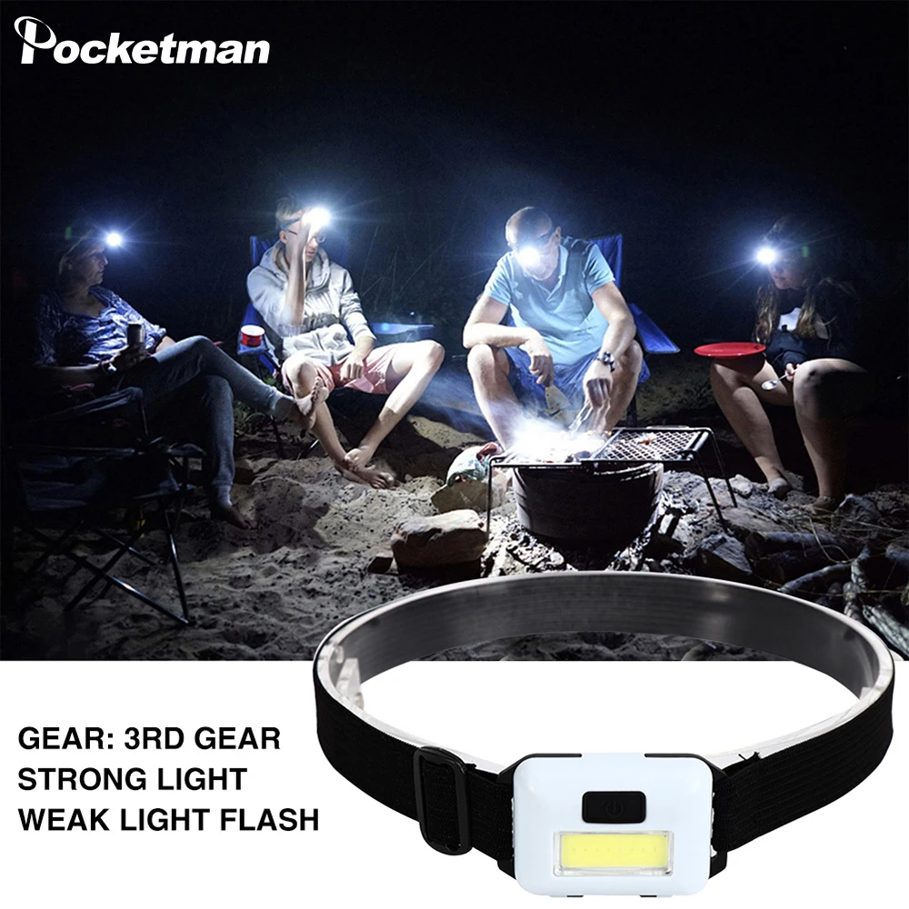 Mini COB LED Headlamp Portable Head Flashlight Waterproof Headlight Outdoor Camping Head Lamp Super Bright Head Light