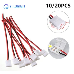 10/20pcs lot No Soldering 2 Pin Led Strip Connectors 8 Mm 10 Mm Power Wire Connector for 2835/5050 Led Strip Wire PCB Ribbon