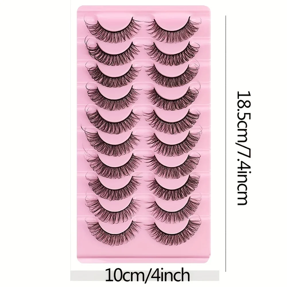 10 Pairs Lashes D Curl Russian Lashes 3D Mink Eyelashes Reusable Fluffy Russian Strip Lashes eyelash