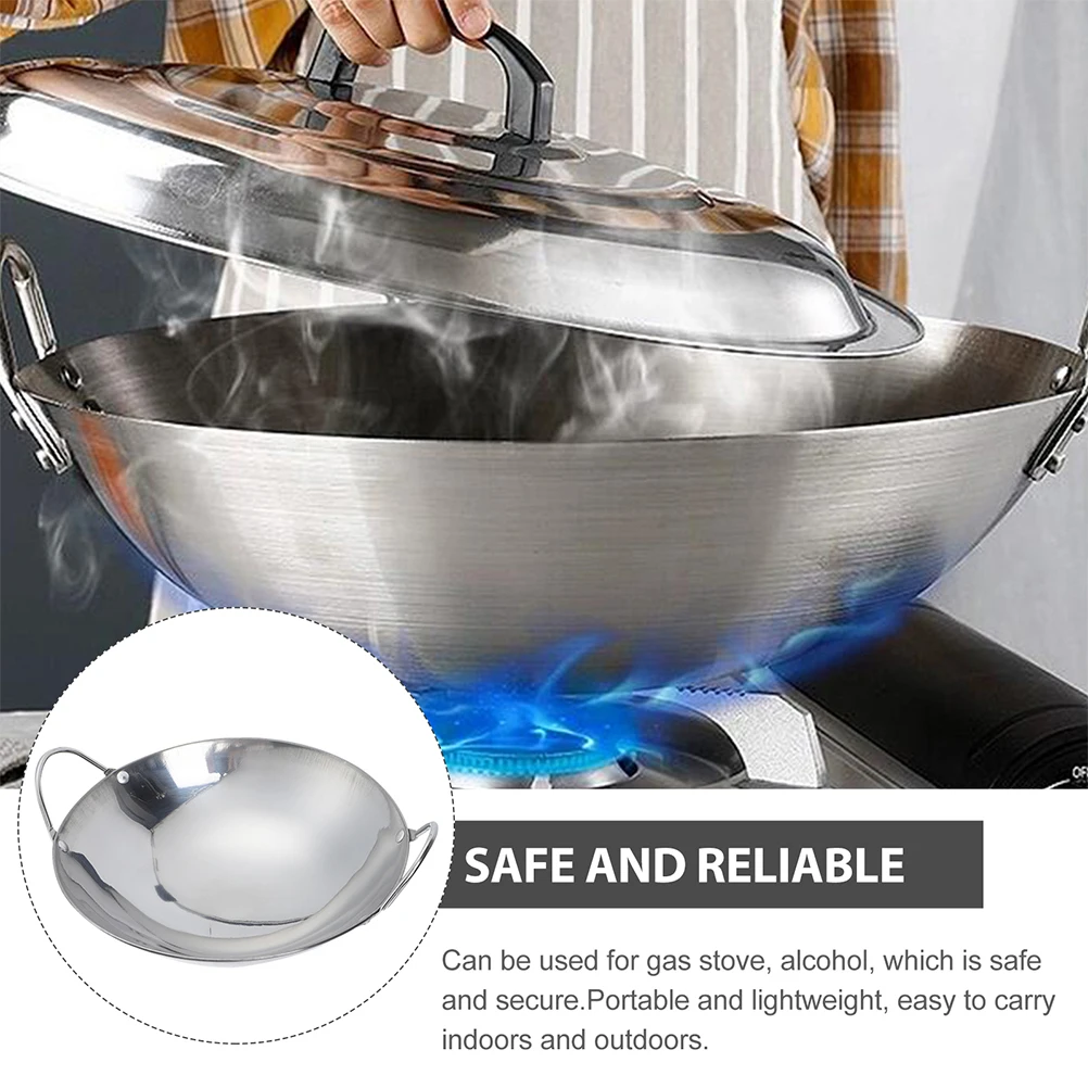 

2pcs Stainless Steel Anti-Spill Double Handle Heat Resistant Durable Non-Slip Cooking Pan for Seafood Hot Pot Large Stock Pot