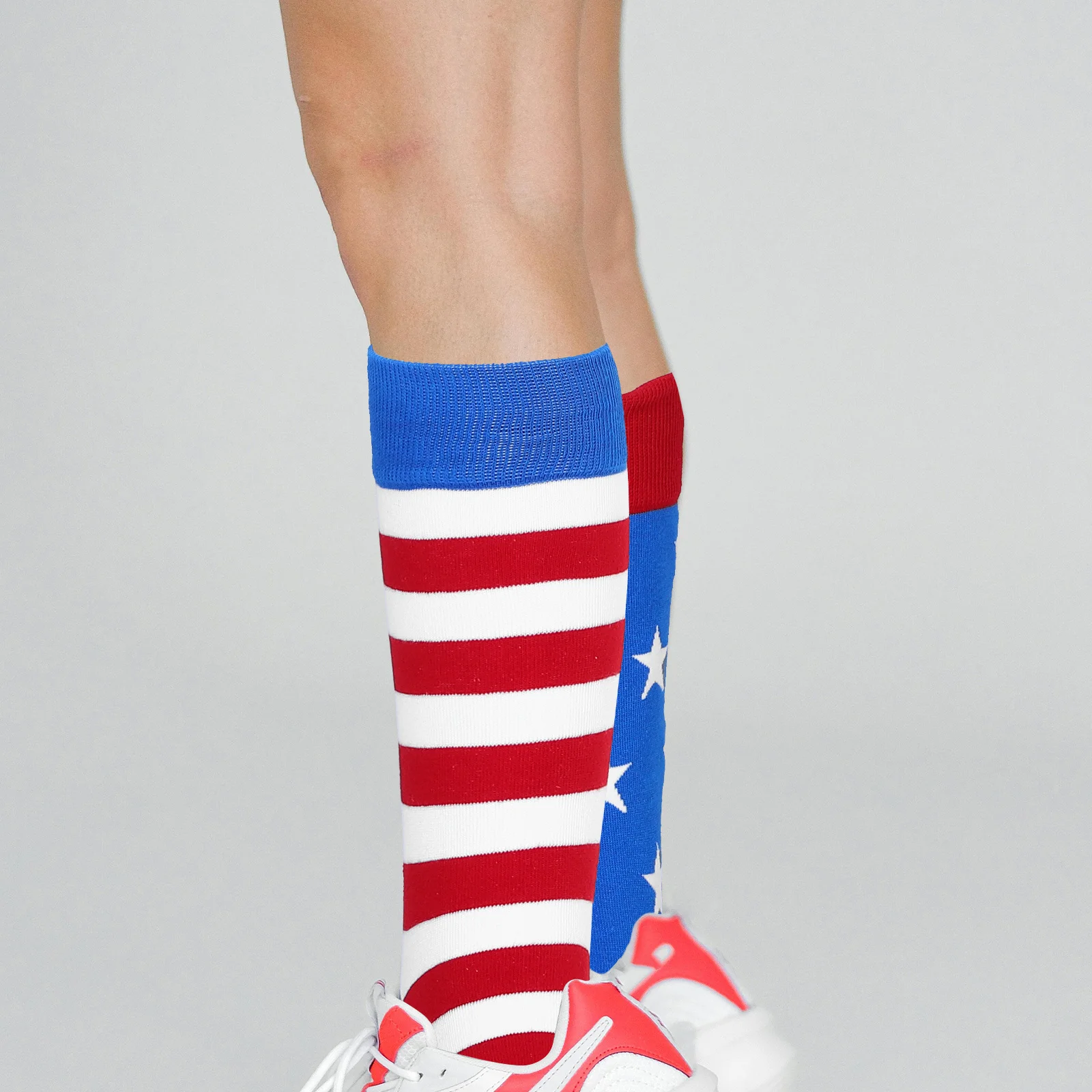 1 زوج 4th من يوليو العلم الأمريكي الرجال يوم الاستقلال الوطني مخطط طاقم الجوارب تنفس الجوارب الطويلة رجالي #4