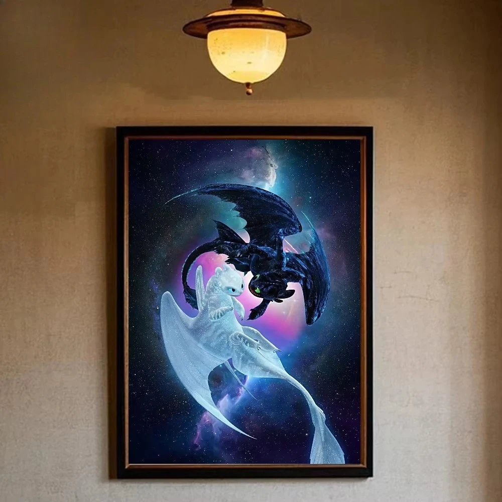 DIY Ölgemälde nach Zahlen „How to Train“, Anime Your Dragon“, Heimdekoration, Wand, Schlafzimmer, Raumdekoration, Geschenk, Rahmen