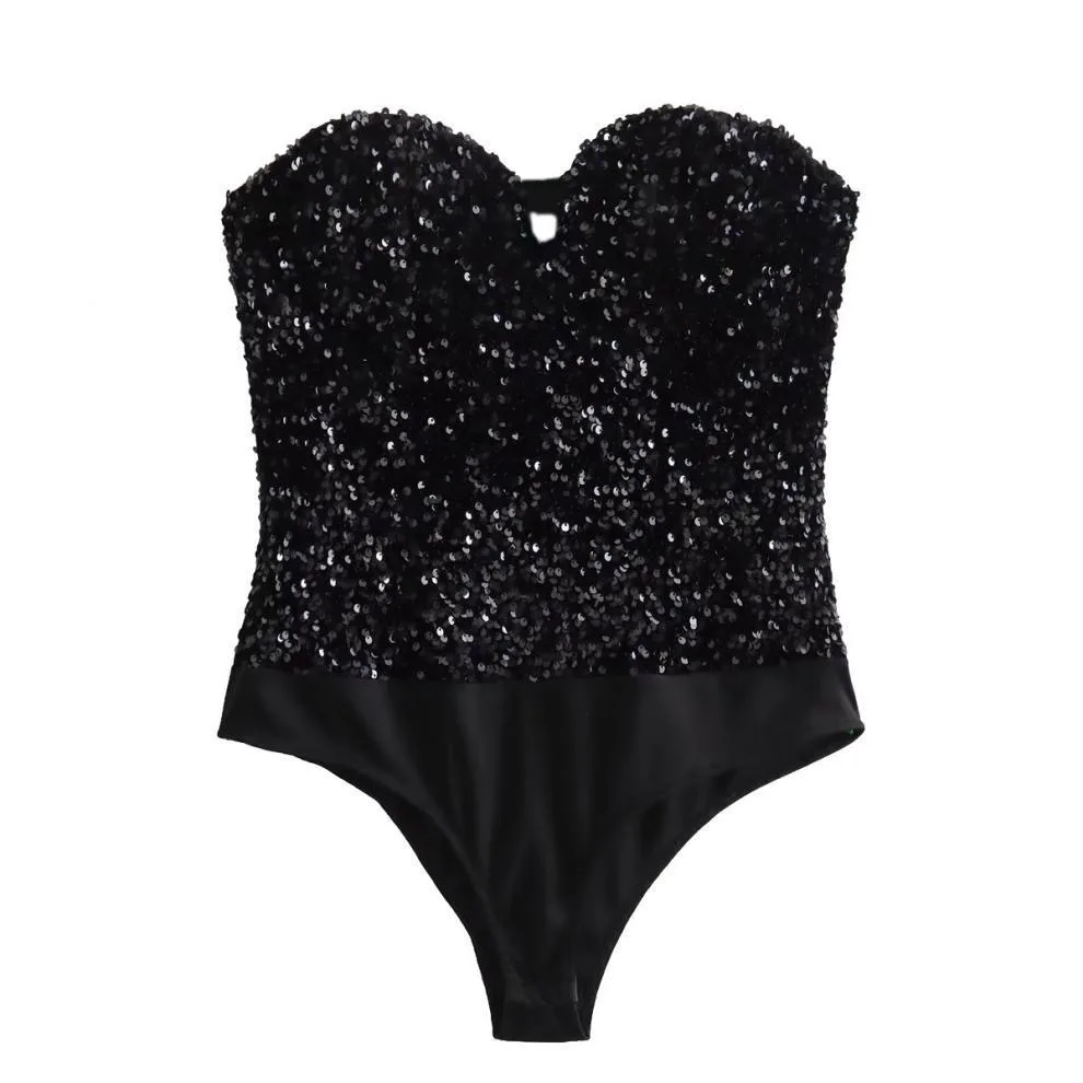 

iny Sequin Tube Top Onesie Sexy Stage Performance Clothing Buing Glittering High Waist ort Pants Polyester Fiber