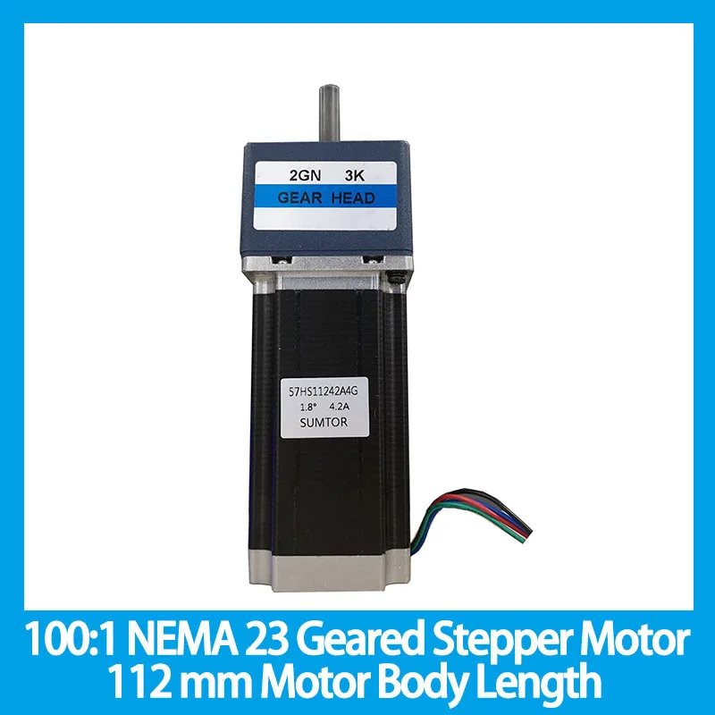 

100:1 NEMA 23 Geared Stepper Motor 112 mm Motor Body Length NEMA23 Gear Stepper Motor 3N.m 4.2A