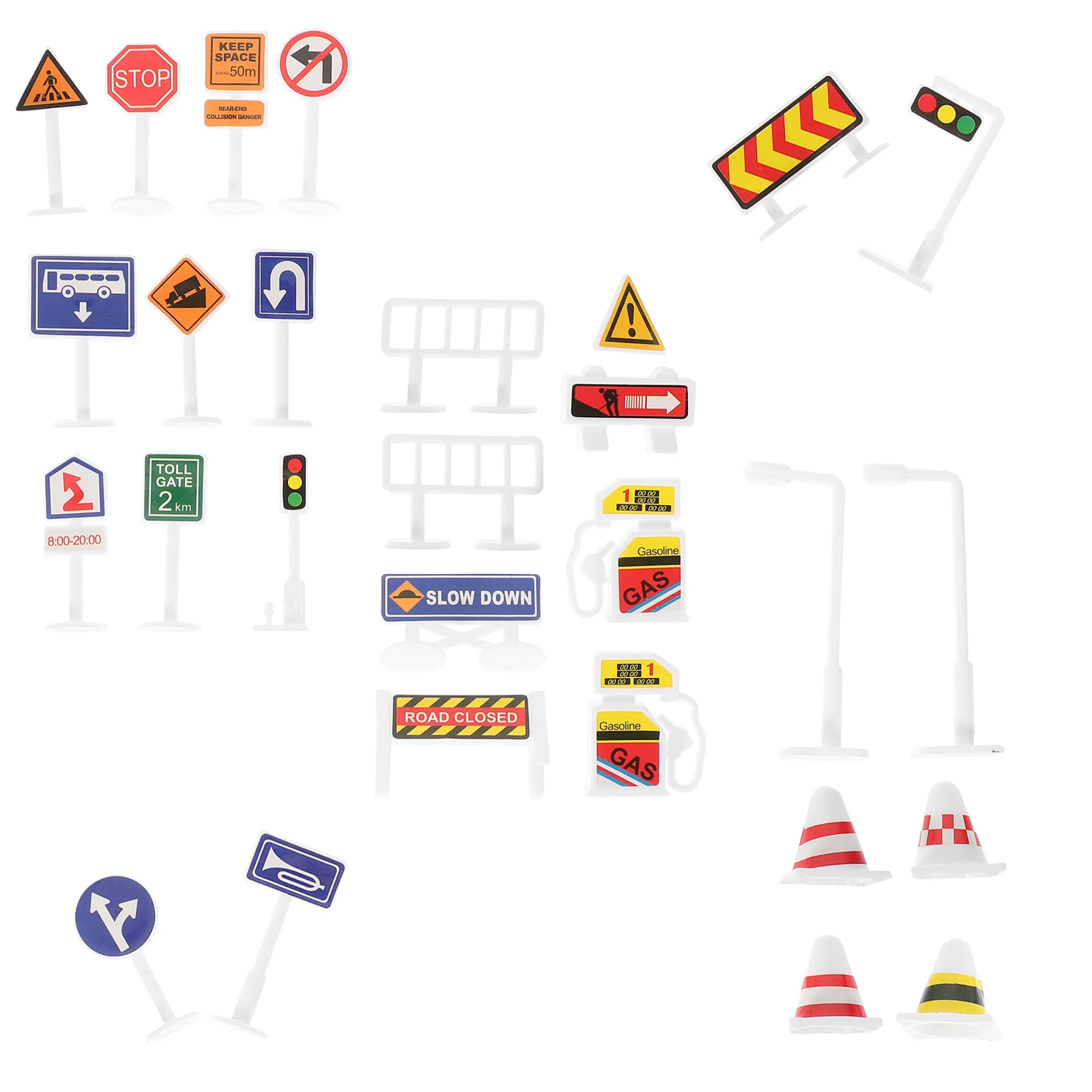 

28 Pcs Children's Traffic Signs Mini Cones Street Road Game Puzzle Light Models Toy Toys For Kids Plastic Playset