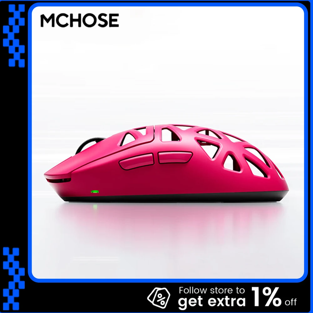 

Беспроводная мышь MCHOSE A7X Ultra, трехрежимная мышь Paw3950 TI, 8000 Гц, полые игровые мыши из магниевого сплава, геймерские аксессуары для ПК
