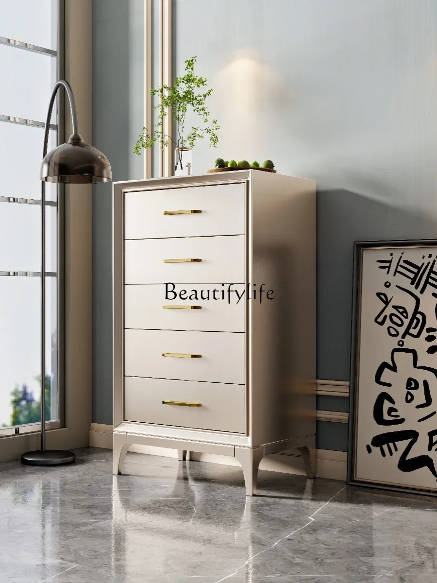 American Solid Wood Chest of Six Drawers Bedroom Champagne Silver Paint More than Storage Organizer Chest of Drawer