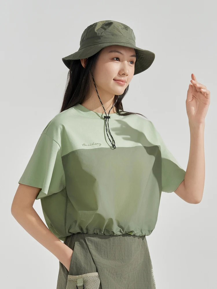 

Bosideng летняя уличная футболка для кемпинга на шнурке, обтягивающая повседневная модная женская футболка с короткими рукавами горного цвета