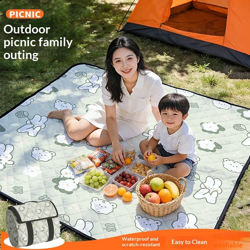 

Ultrasonic Picnic Blanket Extra Large 200x200cm Thickened Waterproof Sandproof Foldable Beach Mat for Camping Music Festival
