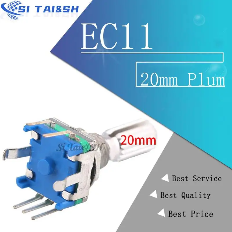 2PCS Plum handle 20mm rotary encoder coding switch / EC11 / digital potentiometer with switch 5 Pin