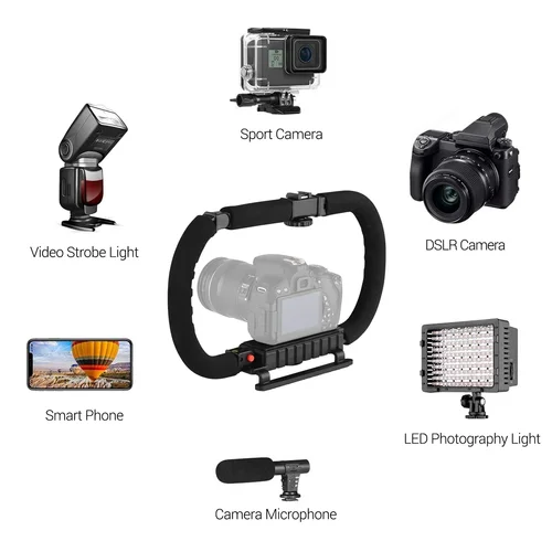 Imagen 2 del producto Estabilizador de acción, soporte de Flash, mango, accesorios de vídeo profesionales para cámara DSLR DV, videocámara, teléfonos inteligentes