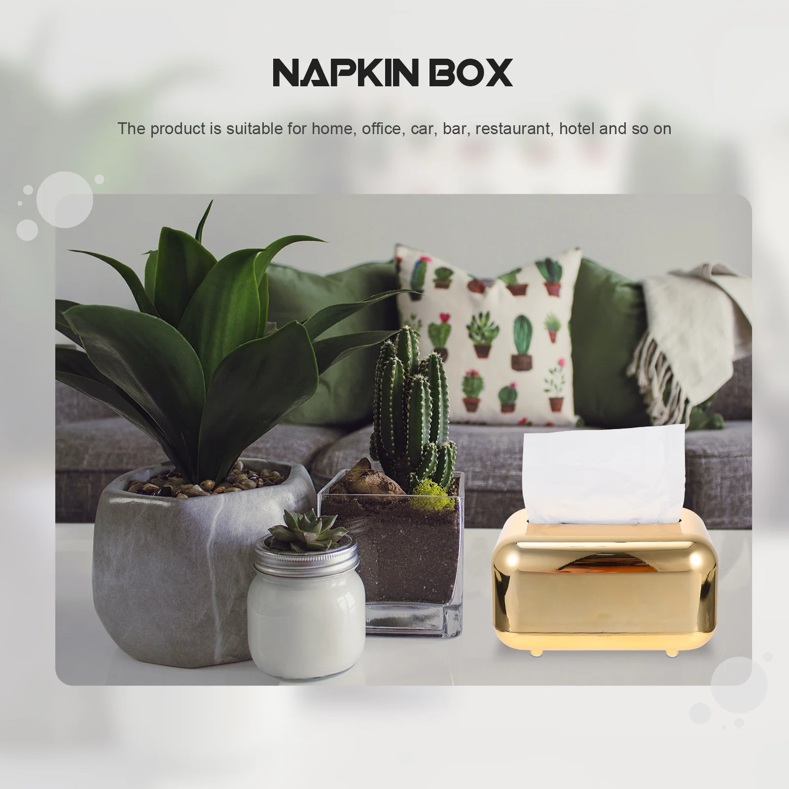 

Decorative Tissue Storage Box ABS Mirror Surface Tissue Holder Spring Bottom Paper Case Home Office Car Napkin Container
